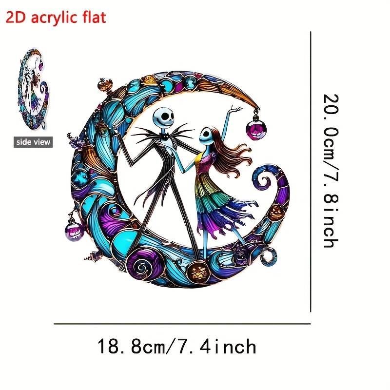 1pc 2D Flat   Acrylic Nightmare Before Christmas Sun Catcher Vibrant Jack Skellington Sally W