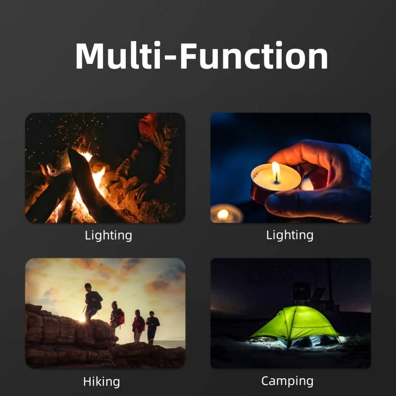 1pc Rechargeable LED Flashlight Windproof Lighter Combo USB Type-C 350-500 Lumens Portable Mini Work