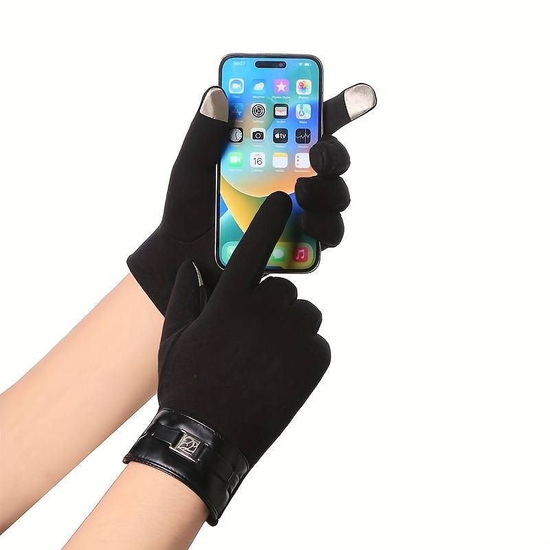 1 Pair Black Warm Gloves