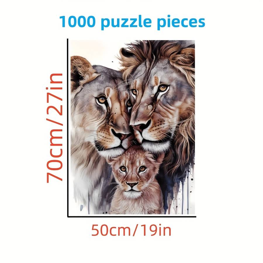 1000pcs Lion Family Jigsaw Puzzle Challenging DIY Brain Teaser for Adults Youngst