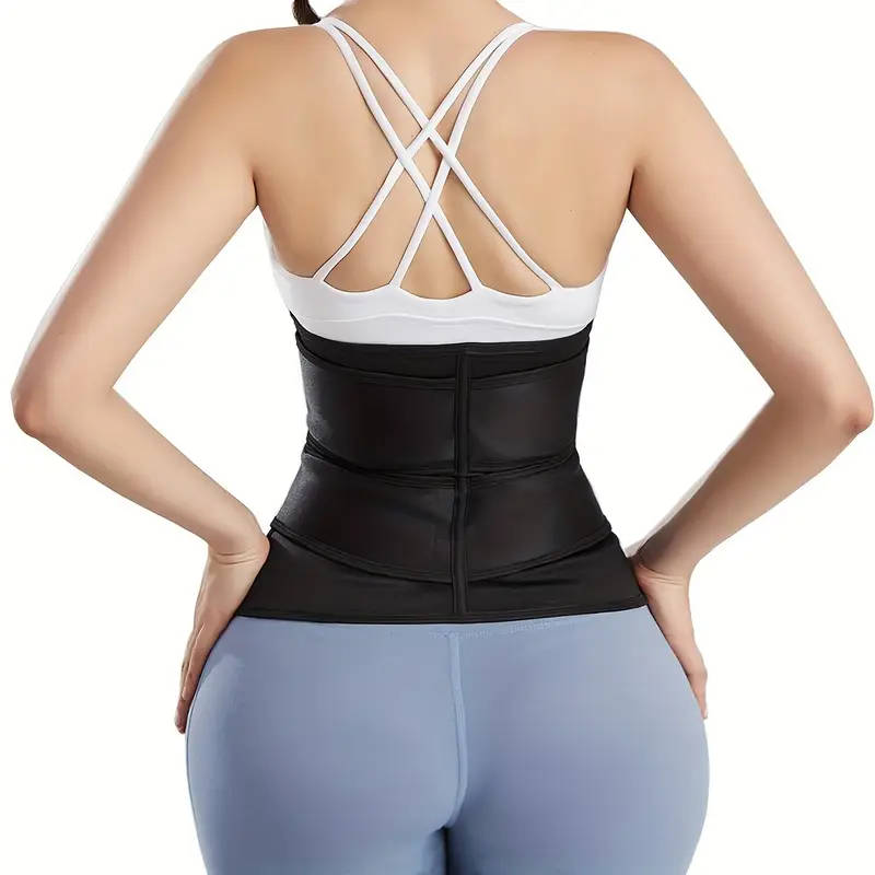 1pc Zipper Waist Trimmer With Double Belt, Waist Trainer, Hook & Loop Fastener Compression Cincher,