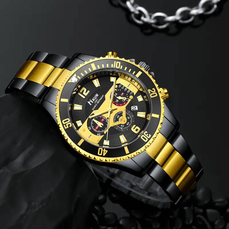 5pcs Men's Fashion Gift Set Stylish Glasses Wallet Watch Necklace Greeting Card Perfect Birthday Pre