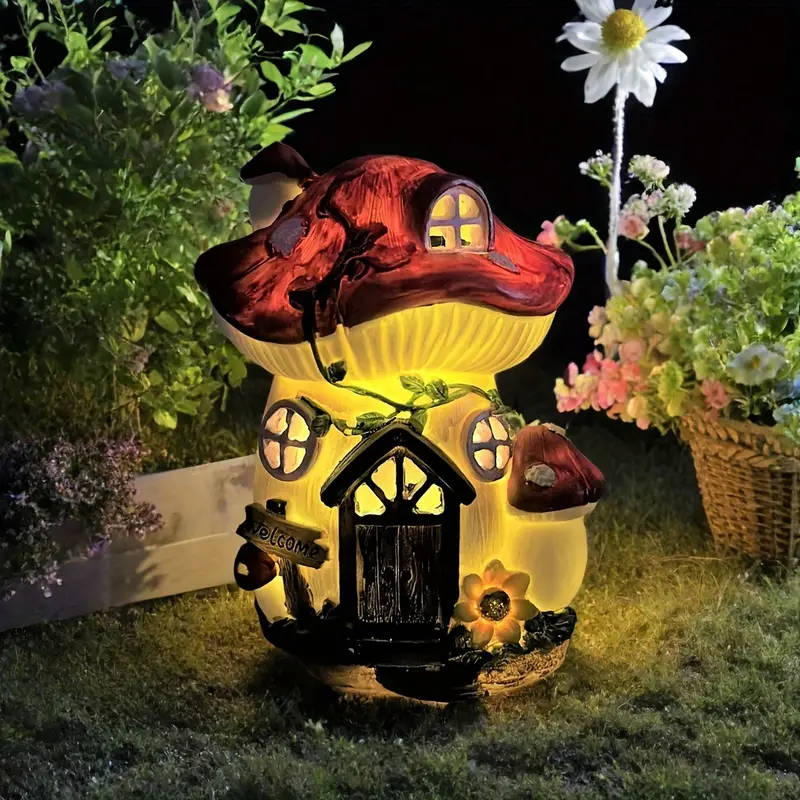 Charming Red Vine Mushroom House Solar Light