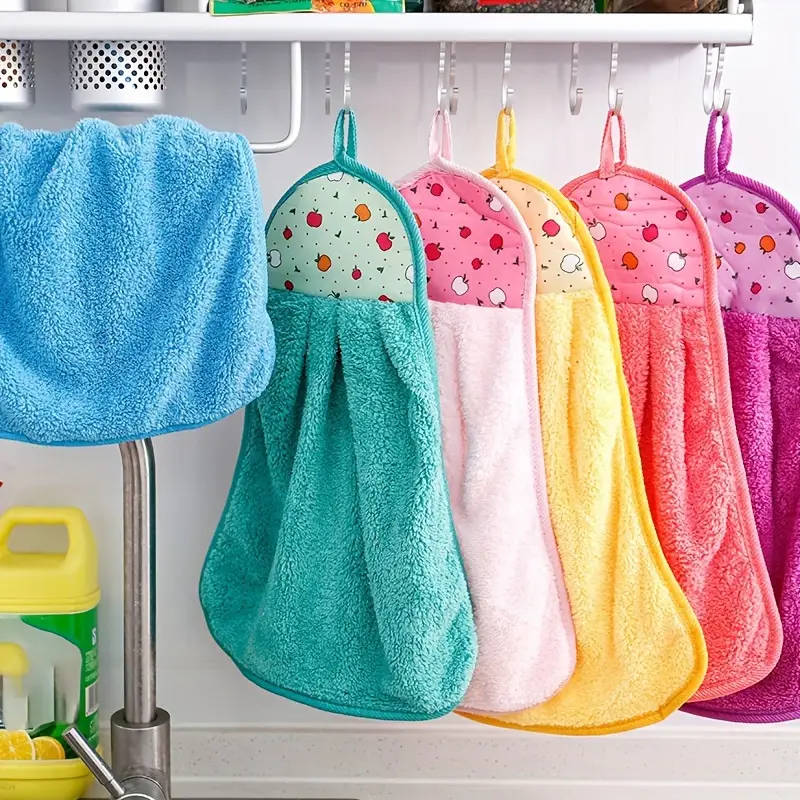1pc Ultra-Absorbent Quick-Dry Kitchen Bathroom Hand Towel Lightweight Cartoon-Themed Round Nylon Mic