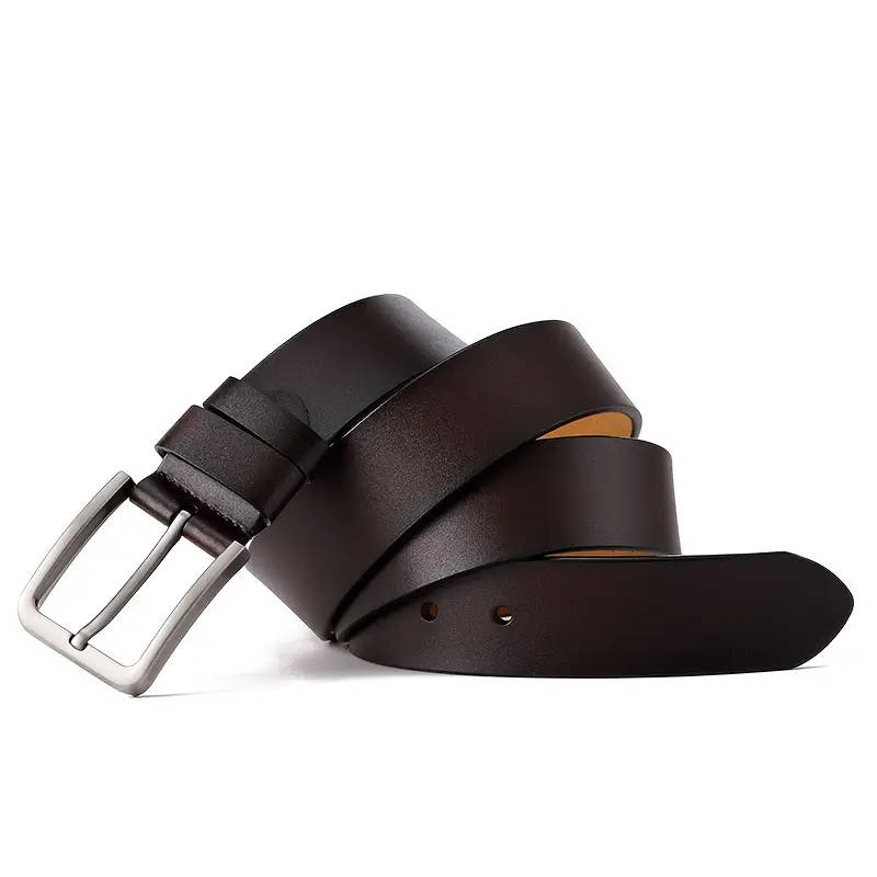 Men's Cowhide Belt, Men's Buttoned Leather Belt