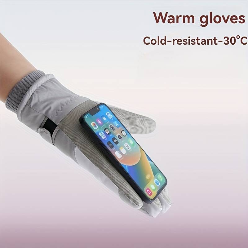 1 Pair Black And White Warm Gloves