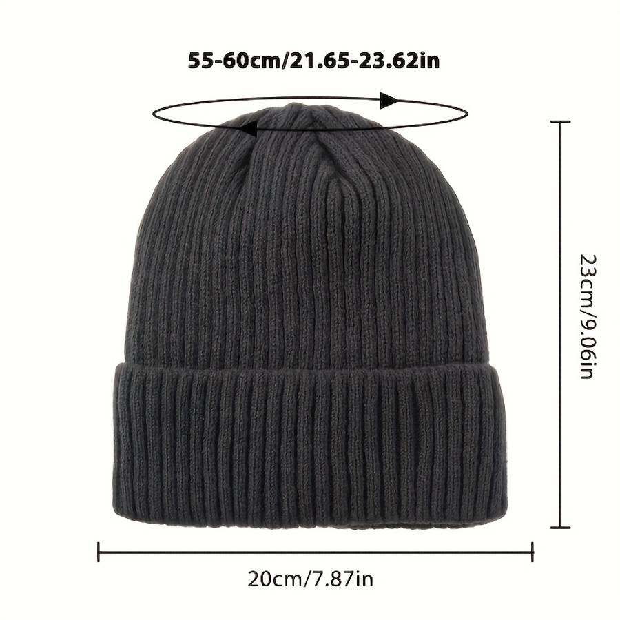 Winter Warmth Unisex Knit Beanie Hat with Folded Cuff Acrylic 95% Polyester 5% Elastic