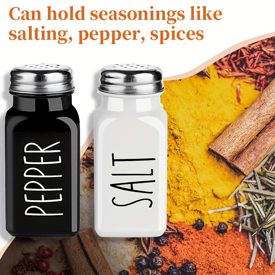2pcs Salt And Pepper Shakers Set Glass Spice Shaker With Stainless Steel Lid Salt And Pepper