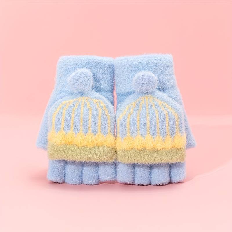 1 Pair 4 To 8 Years Old Yellow Warm Gloves