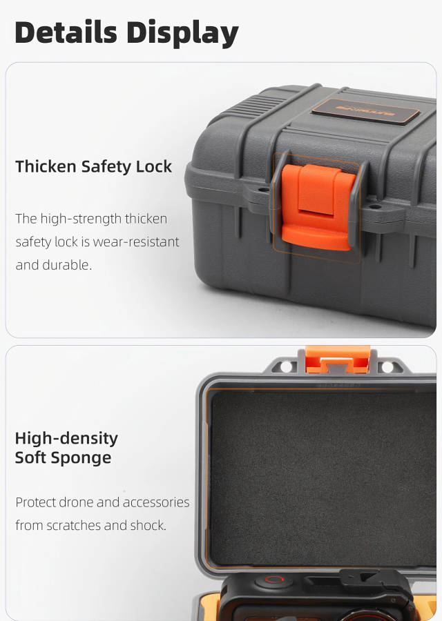 durable protective case for pro 4 3 waterproof shockproof hard shell release mount battery camera cable management and accessories storage case details 5