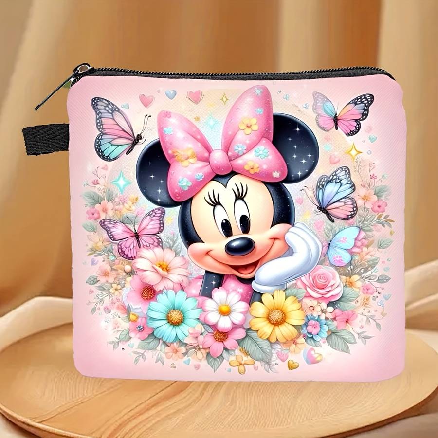 1pc Disney Mickey Minnie Mouse Coin Purse Festive Fall-Themed Design with Pumpkins Apples Au