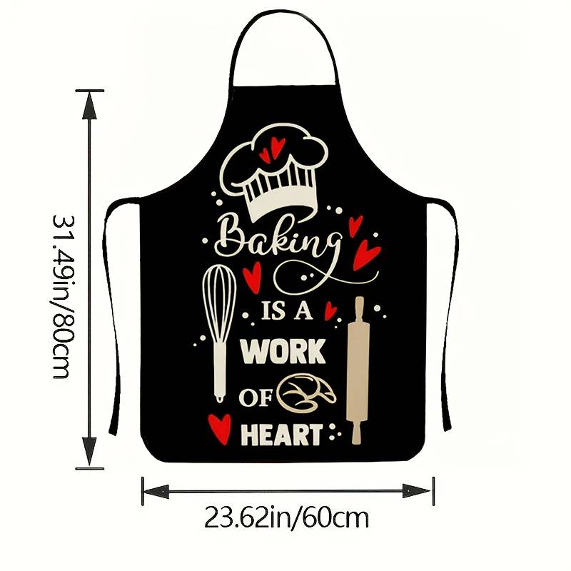 1pc "Baking Is A Work Of The Heart" Polyester Apron for Home Outdoor BBQ Party Cleaning with