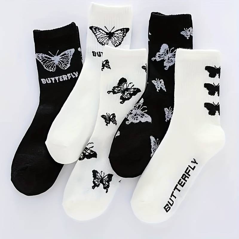 5 Pairs Mixed Color One Size High Elastic Socks