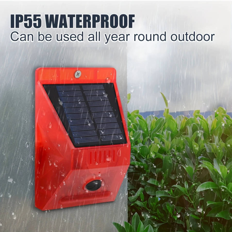 1pc Solar Alarm with Remote Control 129dB Outdoor Security Siren Motion Sensor Detector IP55 Night-O