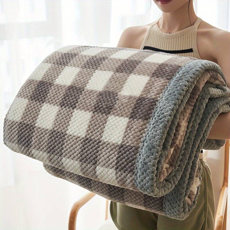1ps Blanket Color Plaid Brown size 180.09cmx200.15cm