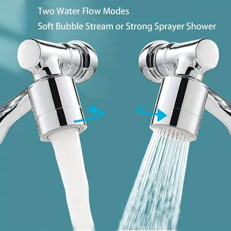 1080° Swivel Bathroom Faucet Nozzle In Silver Design