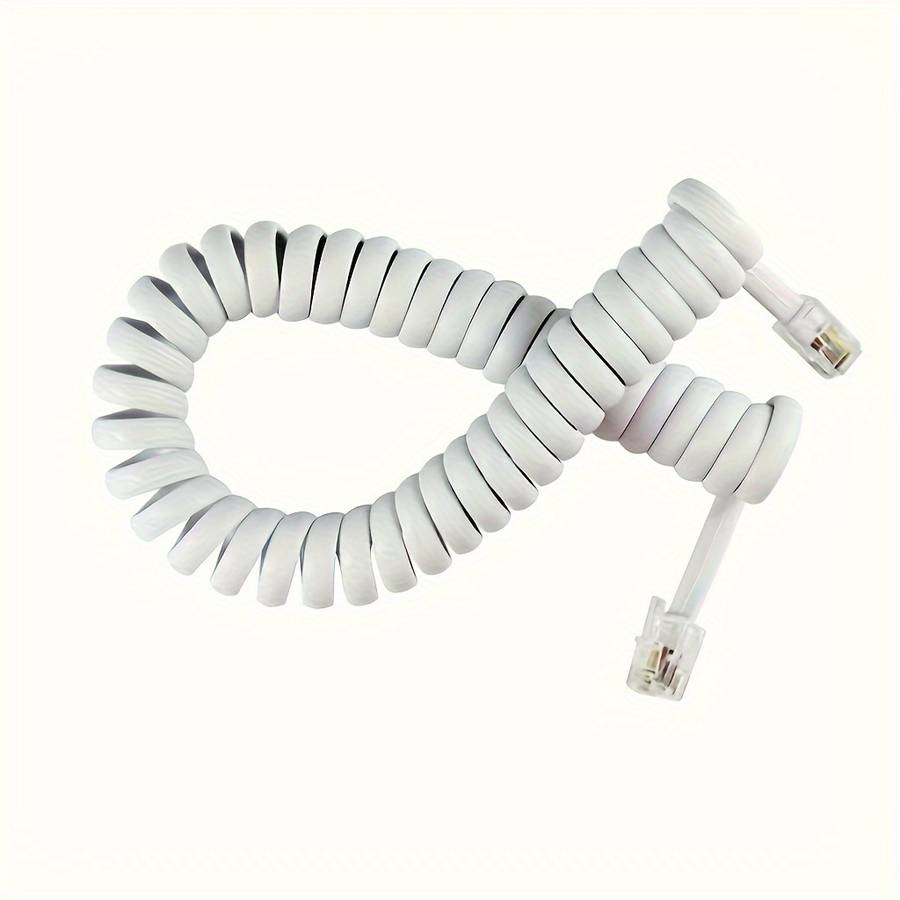 1pc Fleximax 2-Meter Single-Line Telephone Receiver Coiled Cable 4P4C Connector Durable Plast