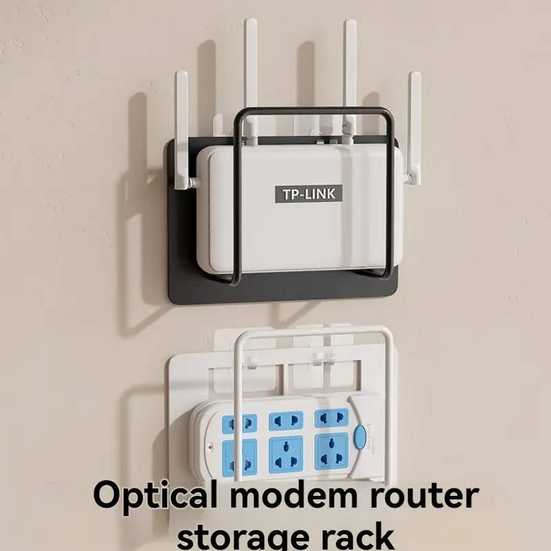 1pc Router Placement Rack Wifi Rack Fixer Wall Mount Set Top Box Punch-Free Storage Box Rack Utility