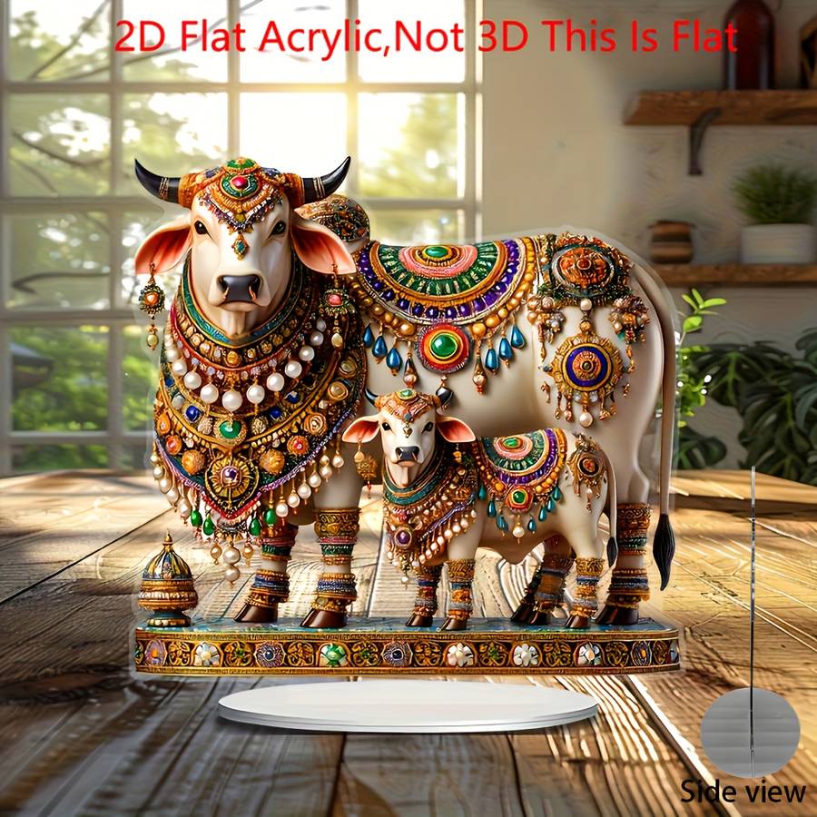 1pc 2D Flat   Bohemian Style Rich Cow Pattern Decorative Plaque Signage Home And Holiday Decorat