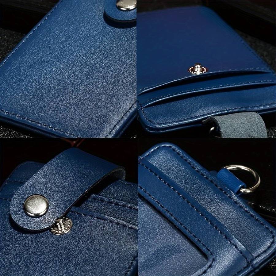 1pc PU Leather Work ID Badge Holder with RFID Block 1 pc Durable ID Card Case with Lanyard Mult