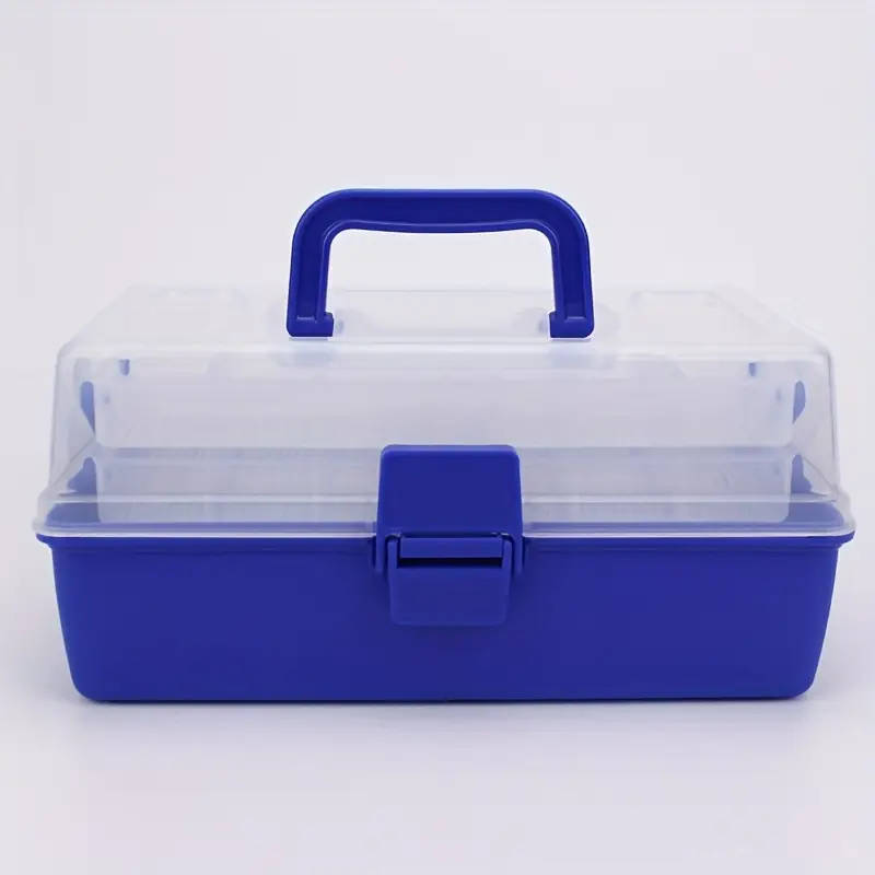 1pc Blue 3-Layer Portable Fishing Tackle Box Durable PP Material Multi-Compartment Storage for Baits