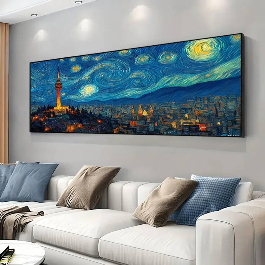 Van Gogh'S "Starry Night" Canvas Art Print - Frameless, Modern Minimalist Wall Decor