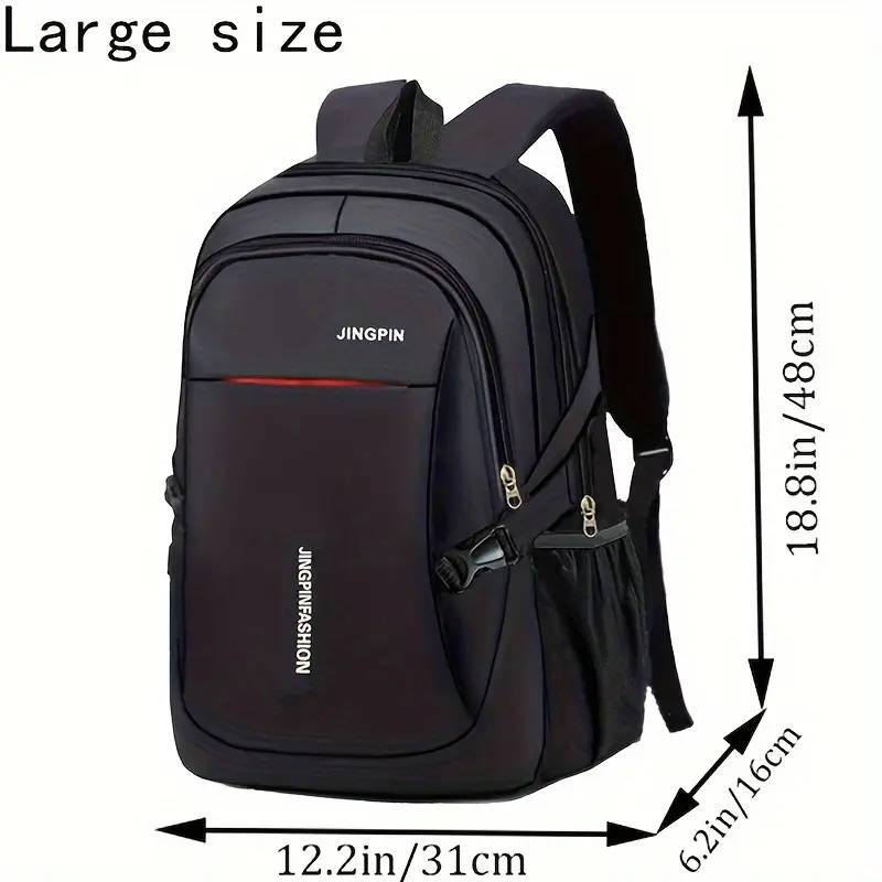 1pc Unisex Casual Nylon Backpack Adjustable Strap Zipper Closure Polyester Lining Tassel Embellishme