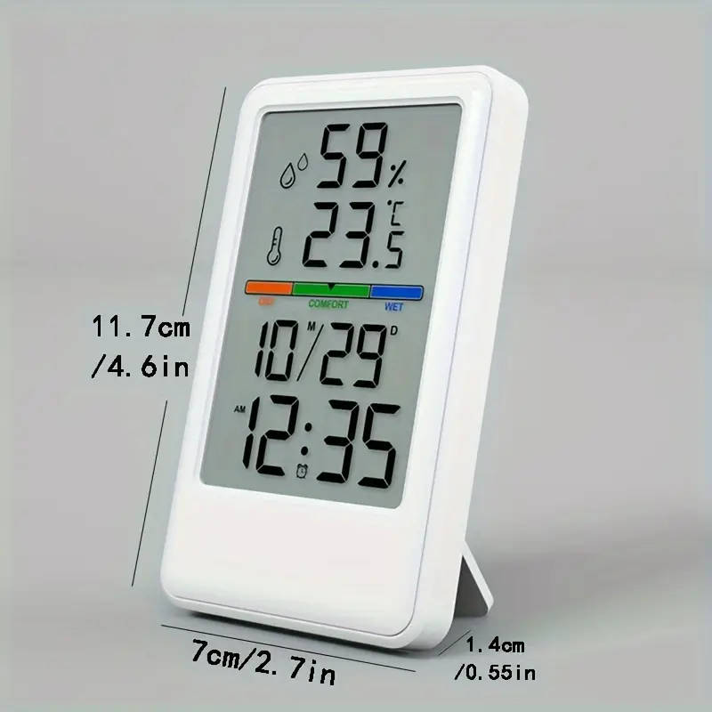 1pc Digital Hygrometer Thermometer Alarm Clock High Precision LCD Climate Indicator With Calibration