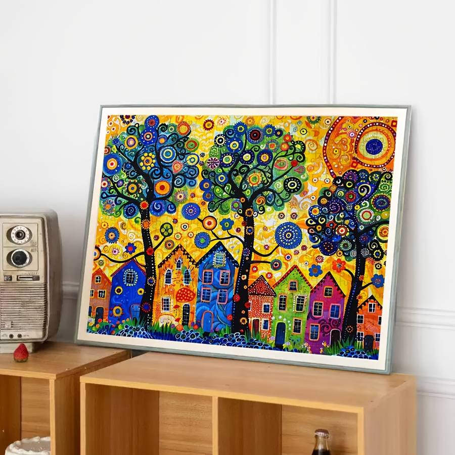 1000pcs Dreamy Garden Village Puzzle for Adults Giant 50x70cm 19.7x27.6in Thick D