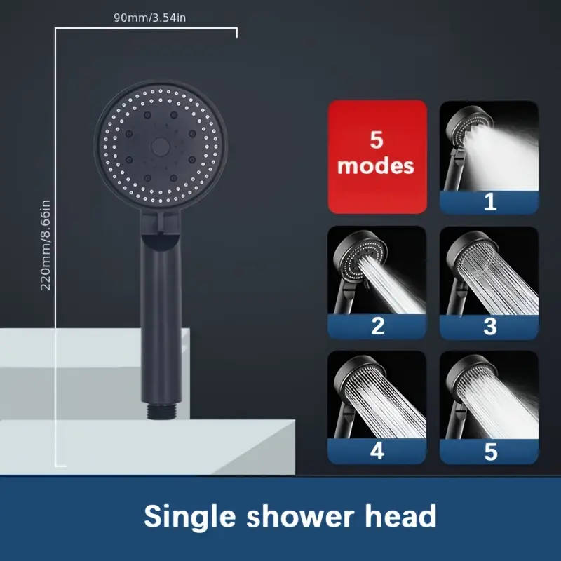 High-Pressure Handheld Shower Head with 5 Spray Modes