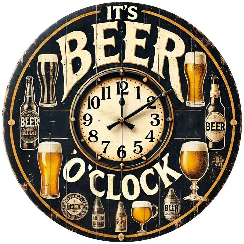 1pc Beer Not Real Clock Aluminum Sign for Room Decoration Wall Decoration Bathroom Decoration Bar De