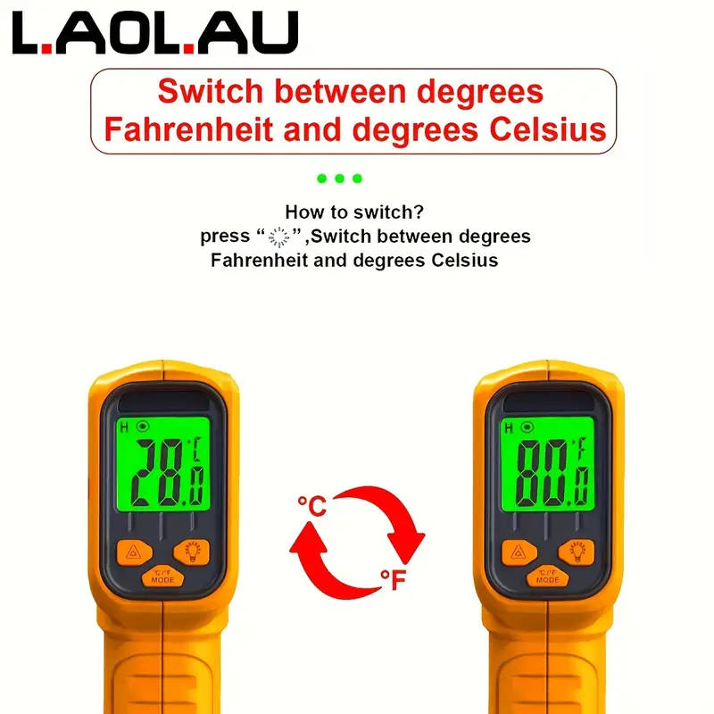 1pc Infrared Thermometer Gun Digital Non-contact IR Laser with Adjustable Emissivity