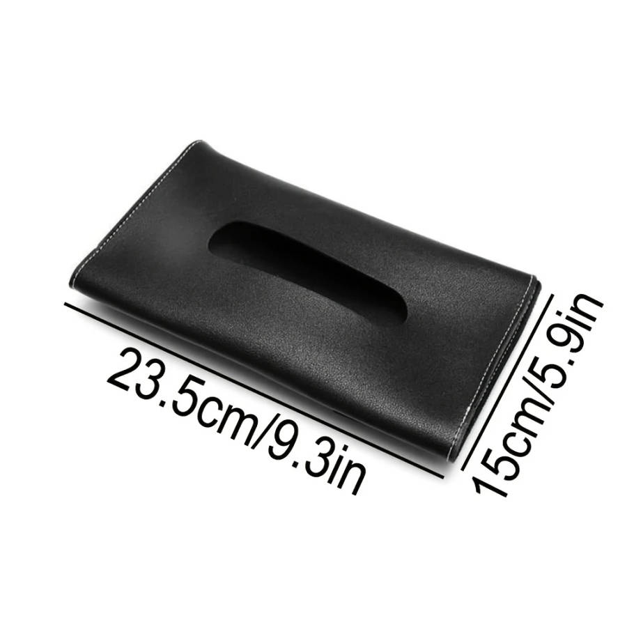 Black PU Leather Car Visor Tissue Holder