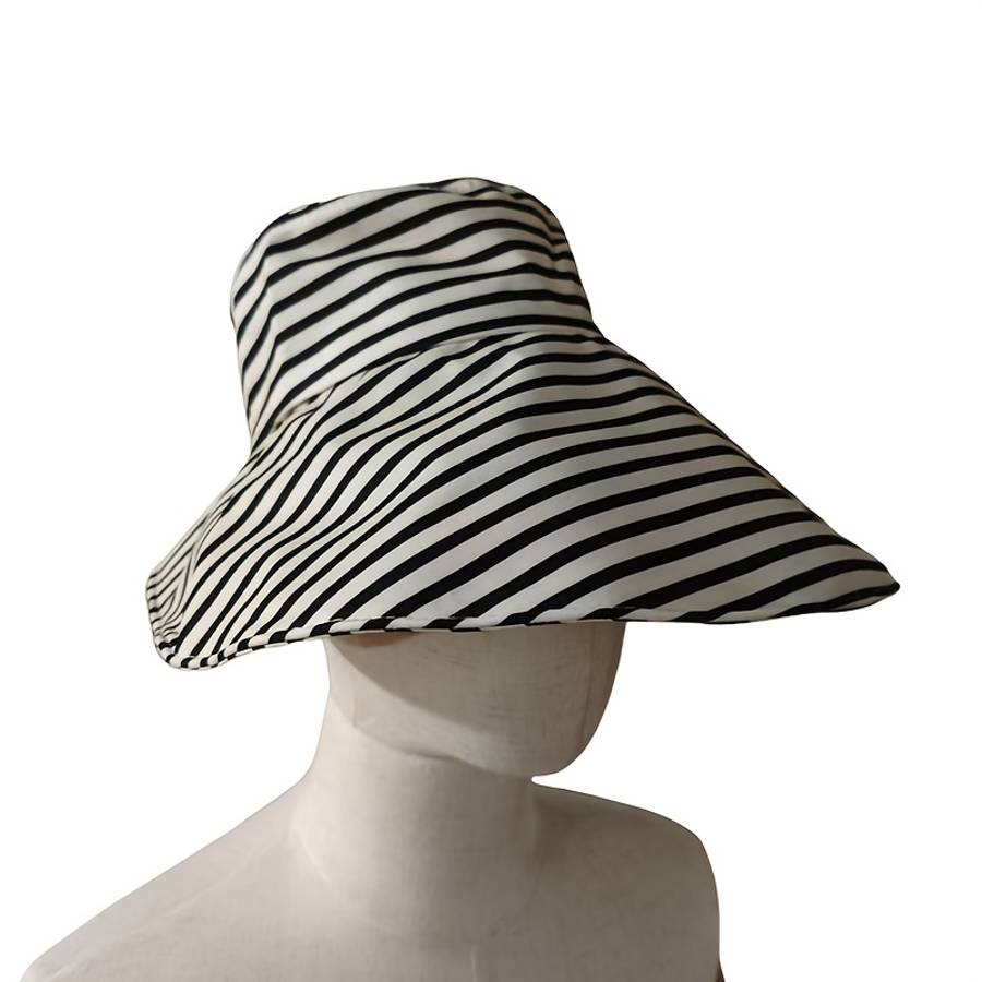 Women'S Summer Foldable Striped Bucket Hat with Large Brim