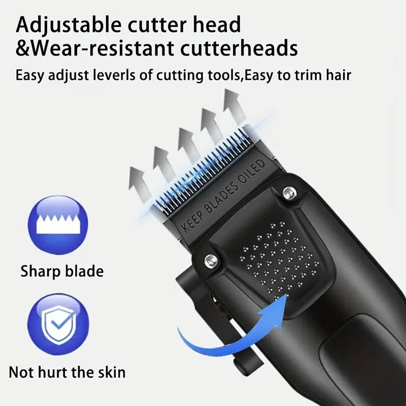 3pcs Men'S Professional Hair Beard Grooming Kit Cordless Clippers with LED Display Precision Trimmer