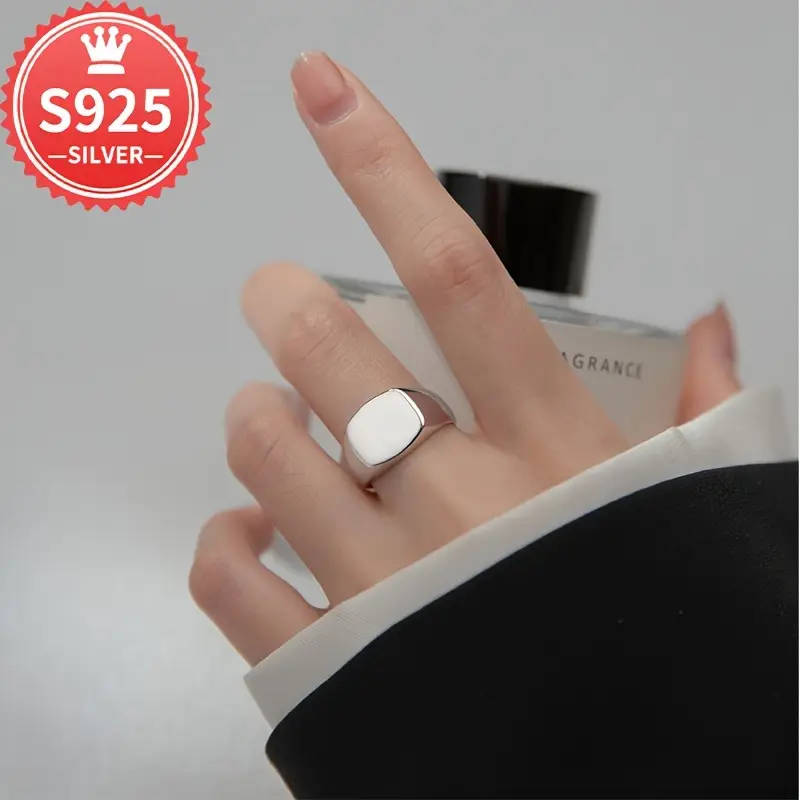 925 Sterling Silver Plated Hypoallergenic Square Oval Ring with Gift Box Packaging