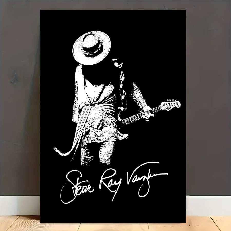 1pc Stevie Ray Vaughan Canvas Poster 30.48x45.72 cm Frameless Guitarist Art Print Black White