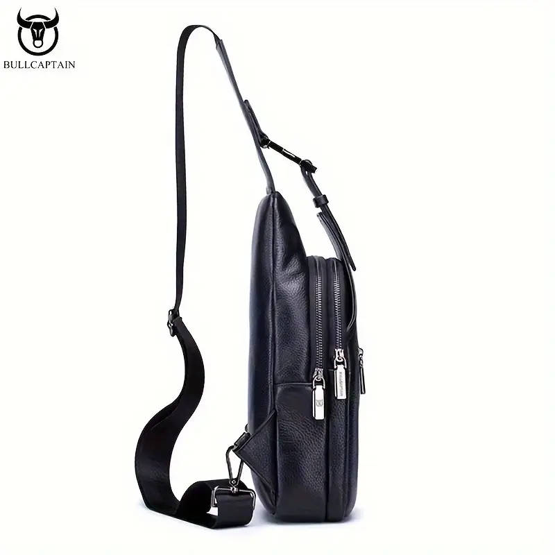Men's Multi-layer Satchel Bag Genuine Cowhide Leather Sling Bag For Daily Use Multi-functional Shoul