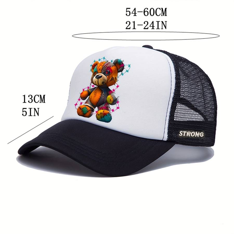 Multicolored Bear Print Baseball Cap