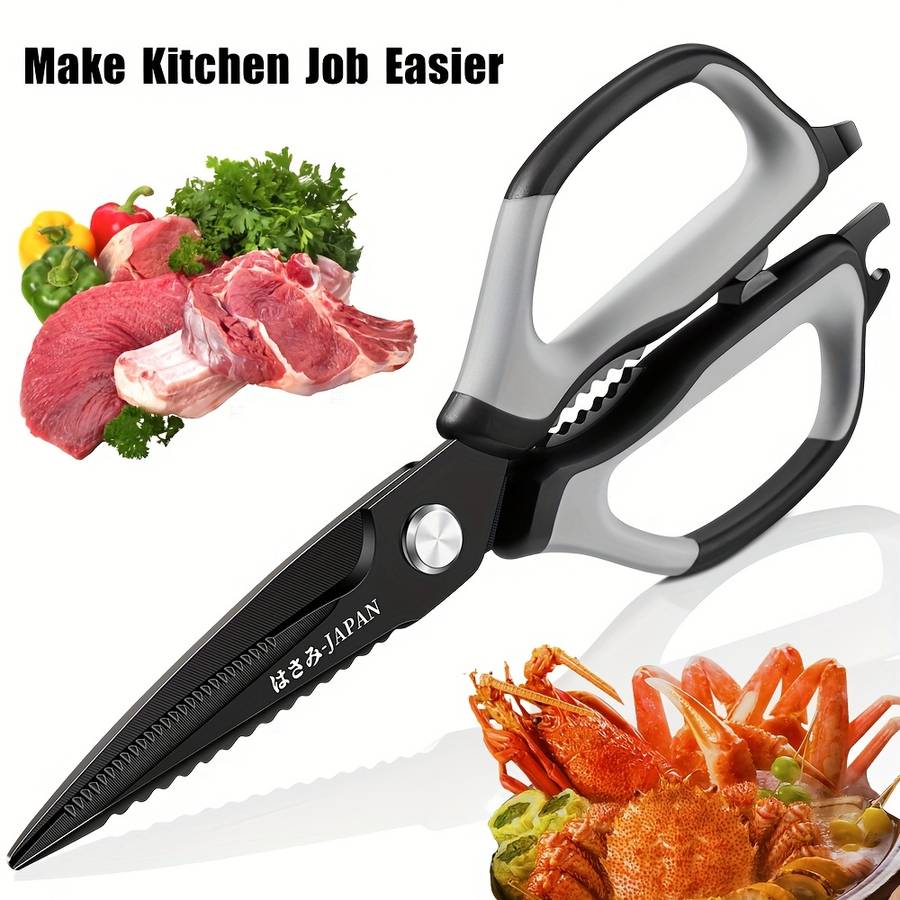 1pc Stainless Steel Kitchen Scissors Multi-Functional Food Shears with Non-Slip Soft Handle S