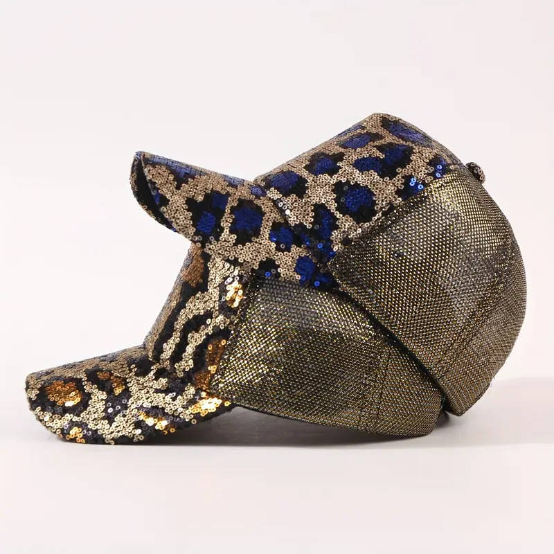 Vibrant Sequined Leopard Print Baseball Cap
