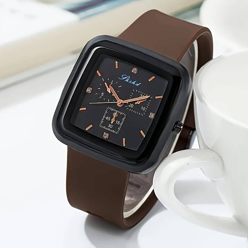 1pc Square Fashion Autumn-Winter Women's Watch Simple High-End Quartz Wristwatch Silicone Strap Mini