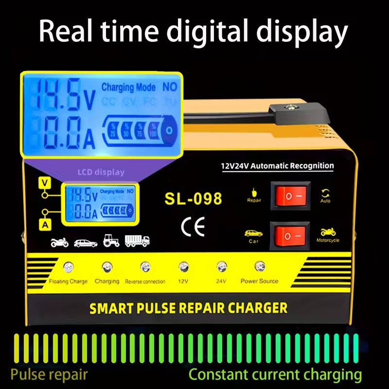 12V/24V Intelligent Battery Charger for Motorcycles and Cars