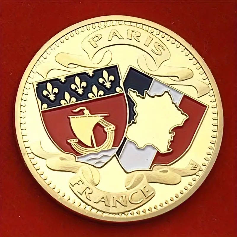 Paris Eiffel Tower Commemorative Coin 32MM Wide WITH CAPSULE