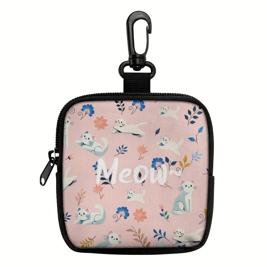 1pc Cute Cat Keychain Coin Purse with Zipper Pocket Multifunctional Hanging Storage Wallet Machin