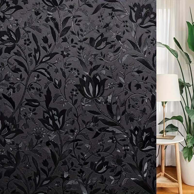 1pc Black Size 60cmx300cm 23.6inx118.1in Door And Window Stickers