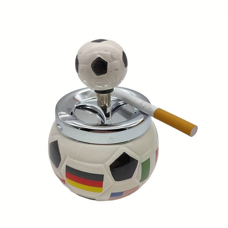 1pc Vintage Soccer-Themed Ceramic Ashtray with Ball and Flag Design Ideal for Home Bar Hotel K
