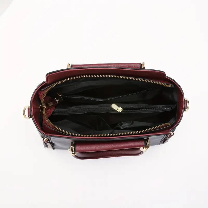 1pc Elegant Faux Leather Handbag for Women Large Capacity Shoulder Bag with Fixed Strap Solid