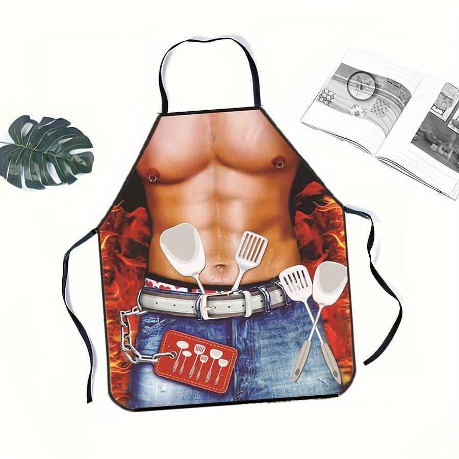 1PC Personality Funny Muscle Male Pattern Print Polyester Chef Apron