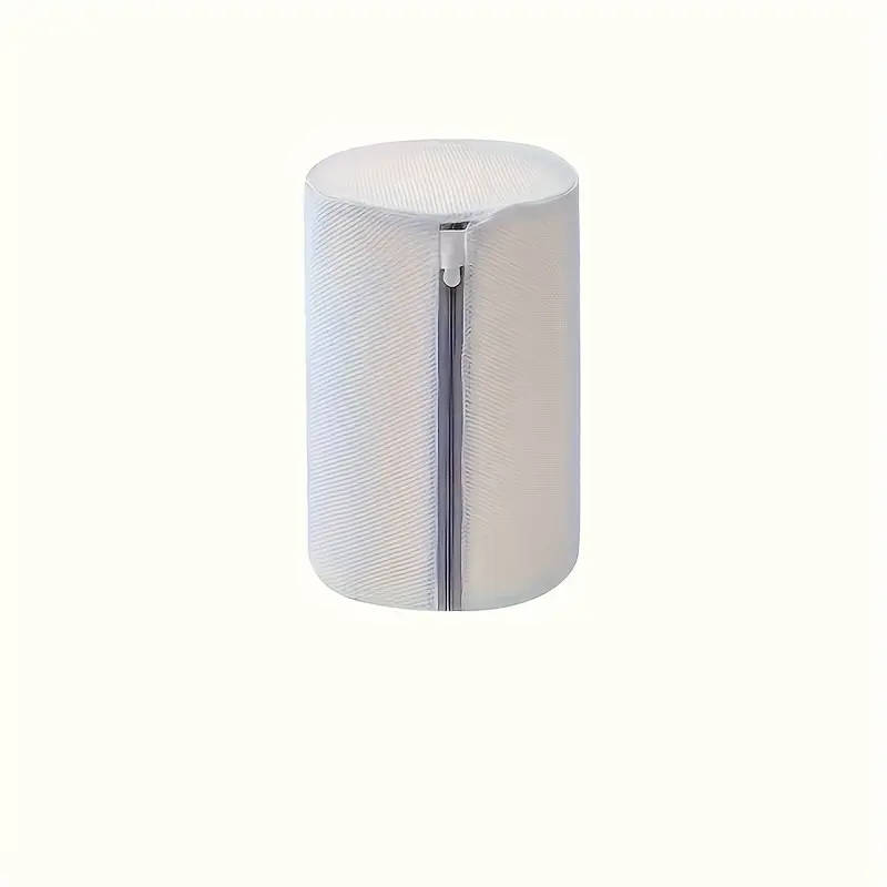 1pc Oval Polyester Laundry Bag with Zipper Closure Knitted Fabric Washing Machine Protector for Shoe